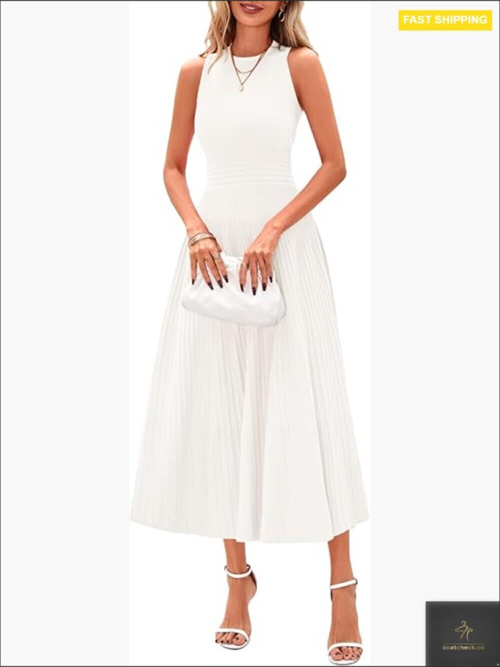 Sleeveless Midi Dress A-Line Pleated Business Casual Cocktail Elegant
